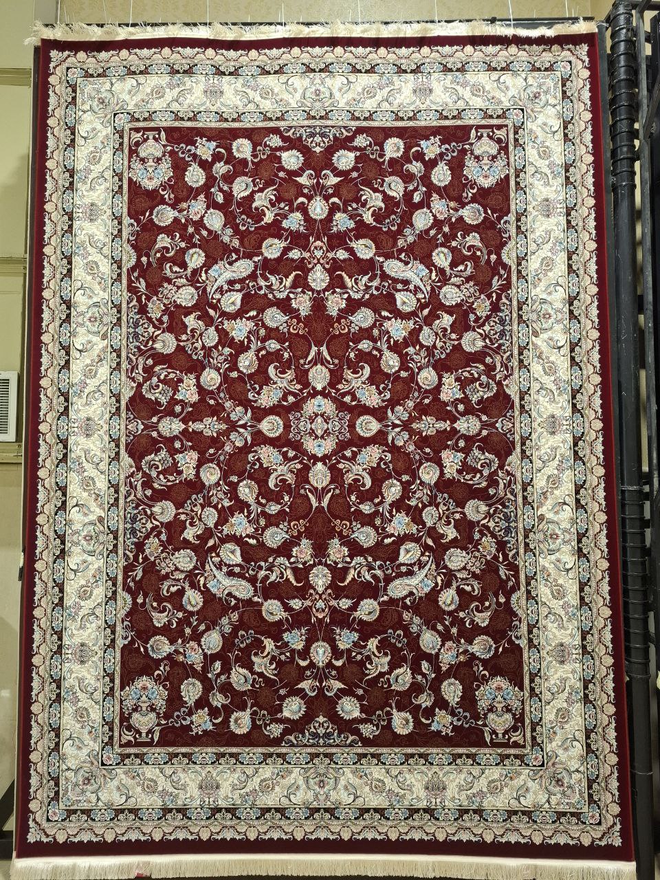 فرش ماشینی نگین مشهد 1200 شانه تراکم 3600 صددرصد آکریلیک درجه 1 کد 1252